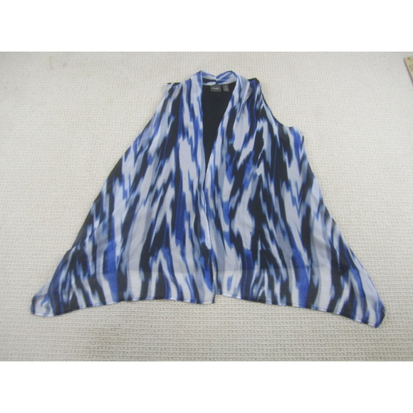 Chico's‎ Travelers Vest Womens Blue Black White Abstract Sleeveless Open Front - Picture 1 of 10
